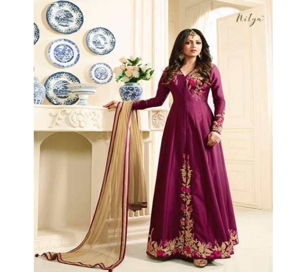 Megenta un-stitched georgette with embroidery salwar suit