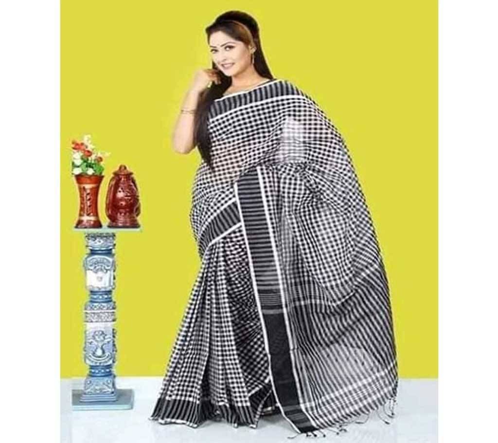 Black & white half silk Saree
