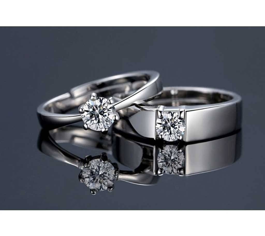JEXXI Big Promotion Fashion Silver Cubic Zircon Crystal Wedding Engagement Open Adjustable Rings For Woman And Man Jewellery