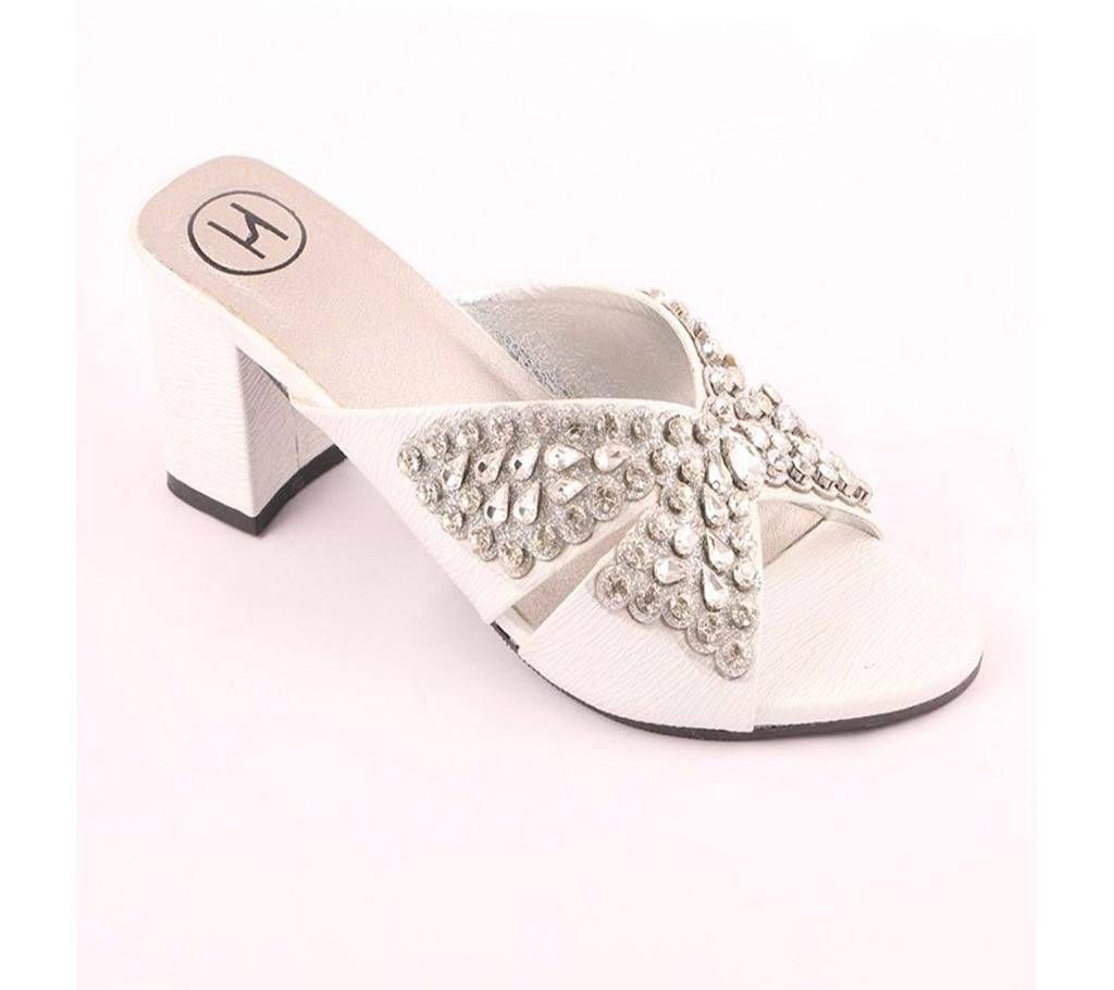 Silver Rockstud Shoes For Ladies