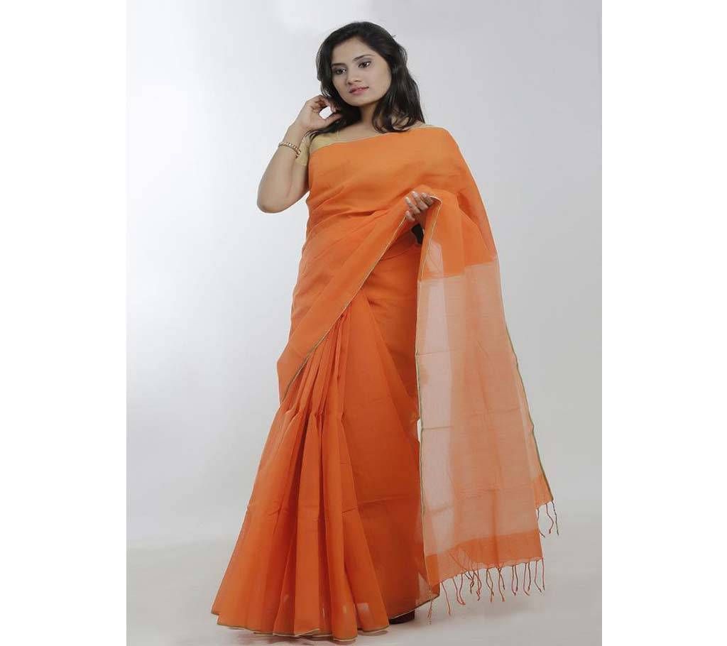 Orange Color pure Cotton Saree