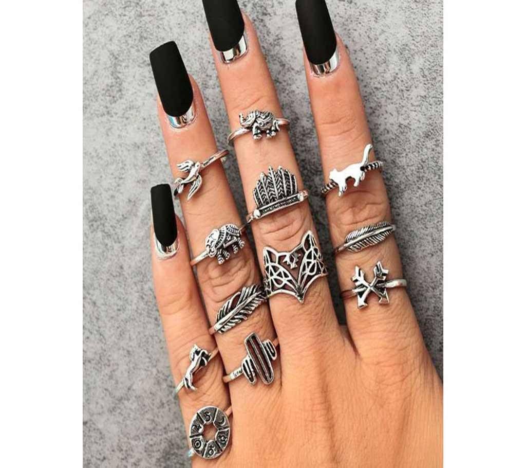 12 Pieces Finger Ring Set