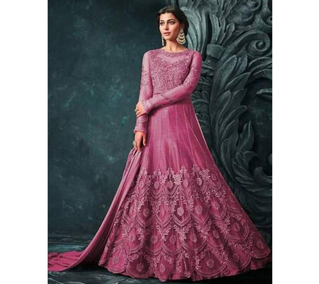 Semi Stitched Georgette with Embroidery Gown 