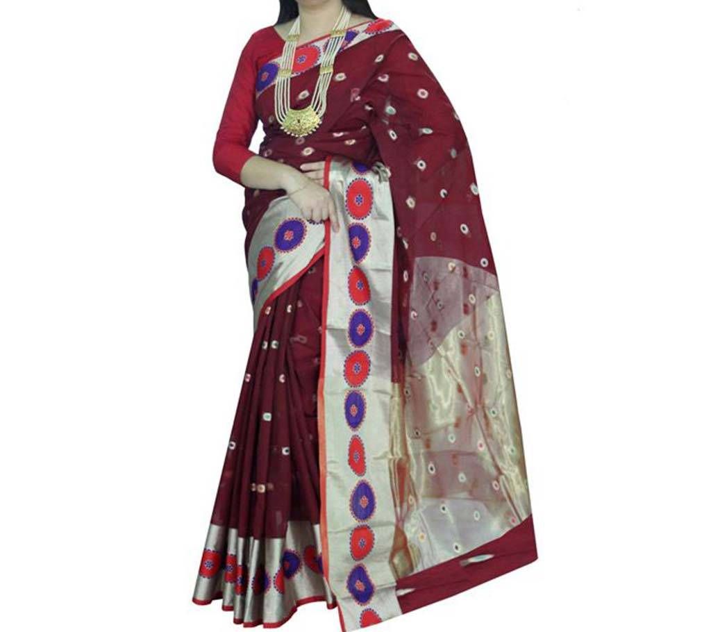 Maroon & Multi Color Combination Cotton Silk mixed Saree