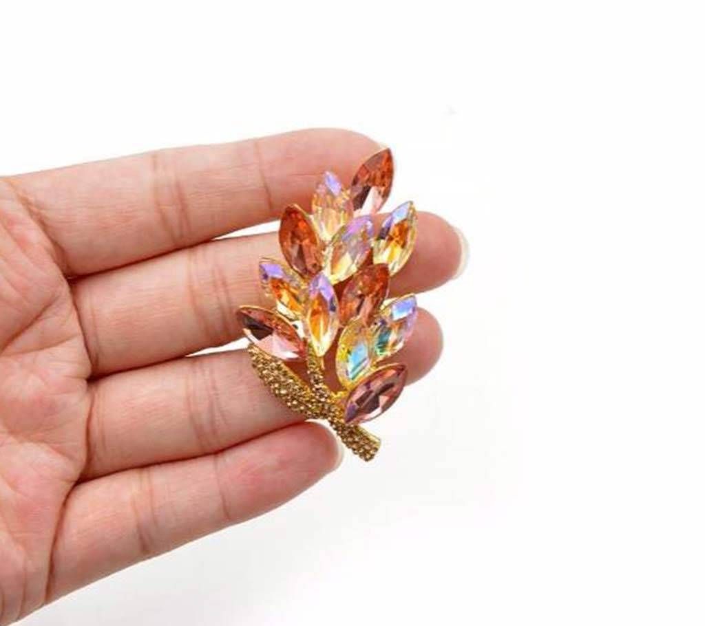 Crystal Leaf Brooch For Women