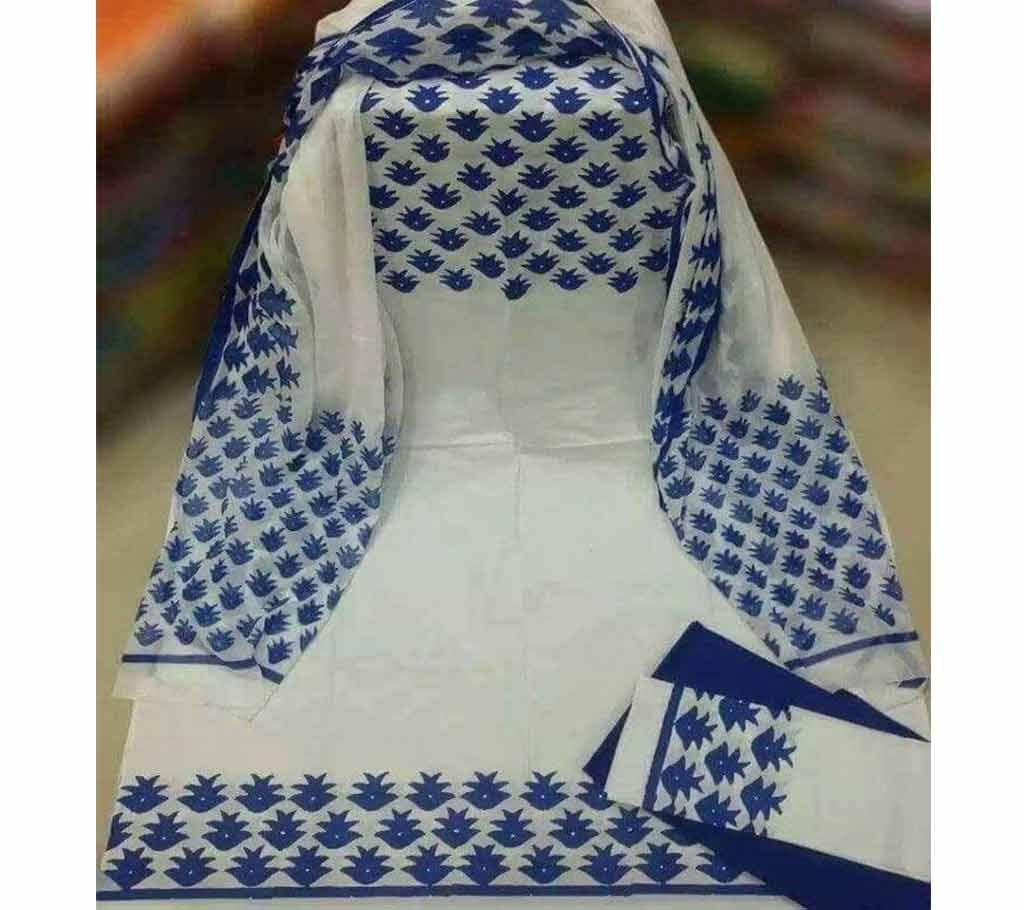 Deshi Cotton Unstitched Screen Printed 3Pcs - C81 - MHG