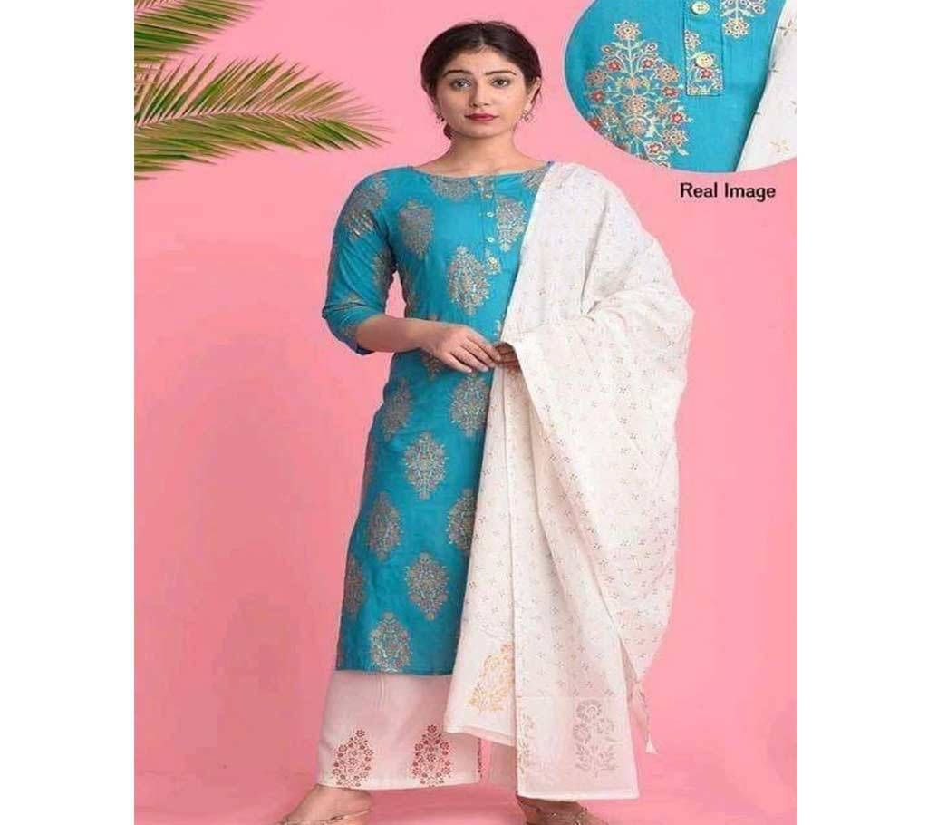 Unstitched Scren Printed Cotton Salwar Kameez  Women