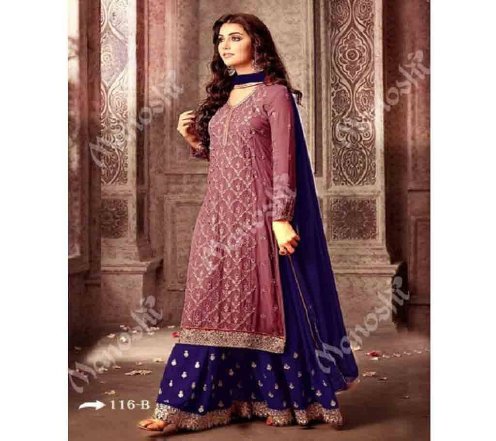 Indian Unstitched Georgette 3Pcs For Women Rosy Brown Color