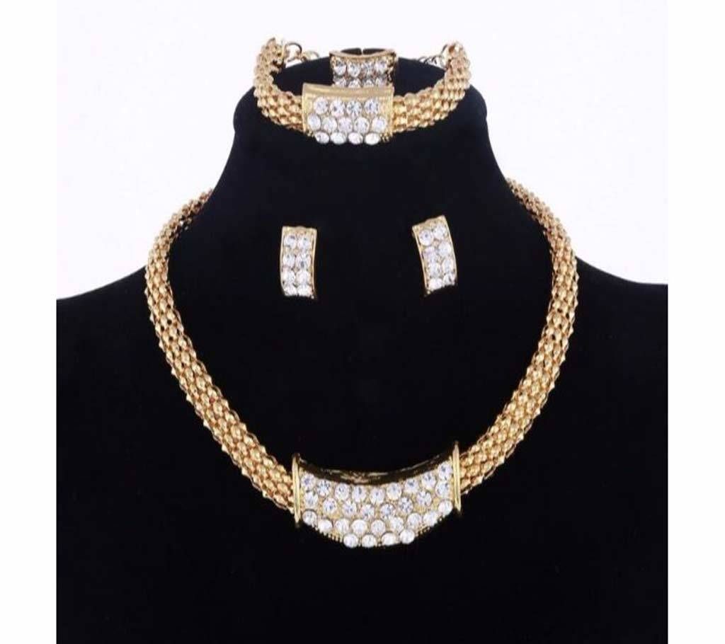 Classic Sqaure Shape Necklace Bracelet Earrings Ring Jewelry Sets