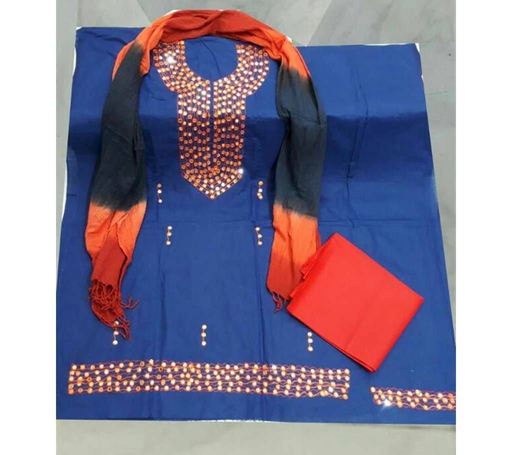 Unstitched Embroidered Cotton Three Pieceআনস্টিচড এমব্রয়ডার্ড কটন রেপ্লিকা থ্রি-পিস