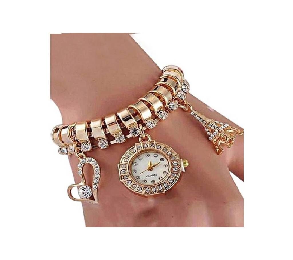 Stainless Steel Analog Watch for Women - Golden & White