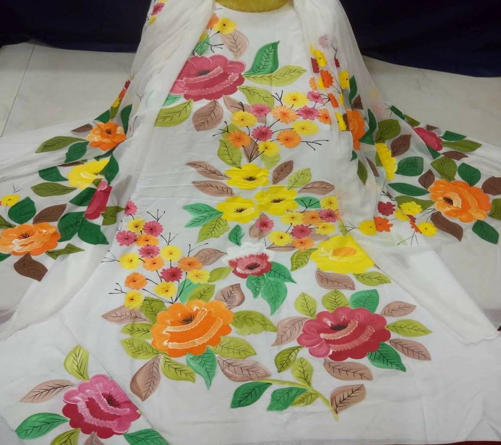 Unstitched Handprinted Two Piece Salwar Kameez