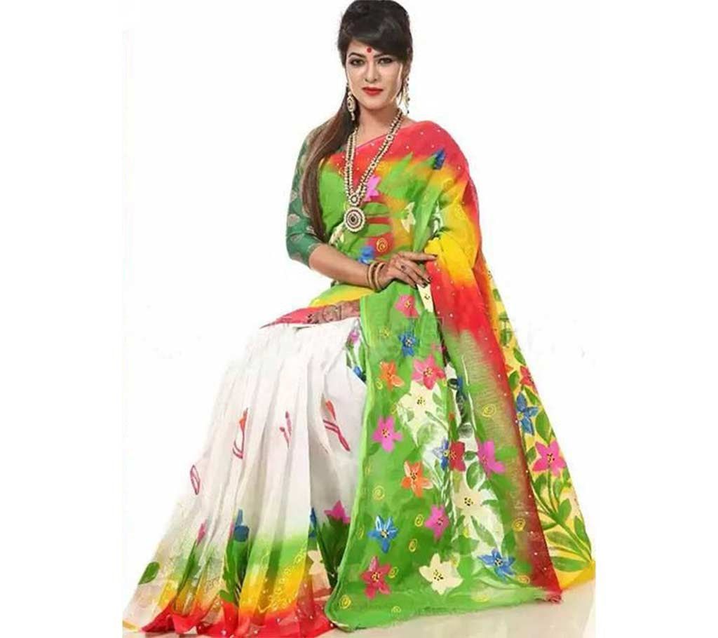 Hand Paint Printed Cotton Kota Saree