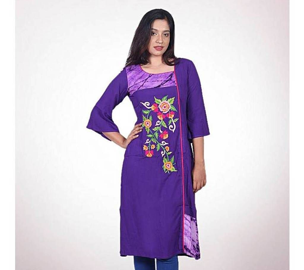 Purple Indian Linen Kurti For Women