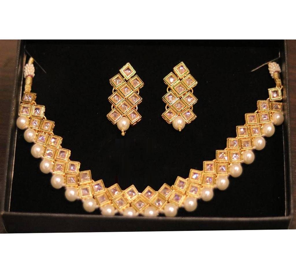 Gold Plated Antic Necklace with Earring