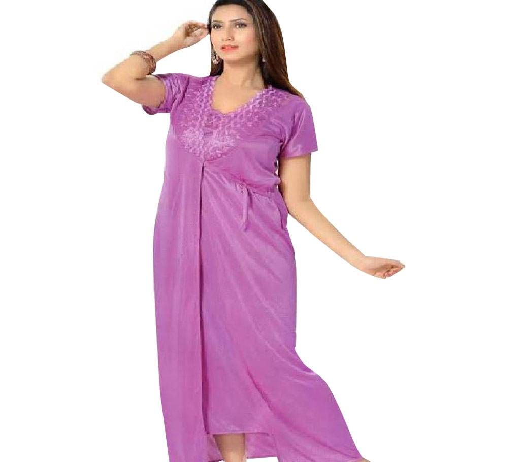 Salmon Night Dress For Ladies - Purple (2 Part)