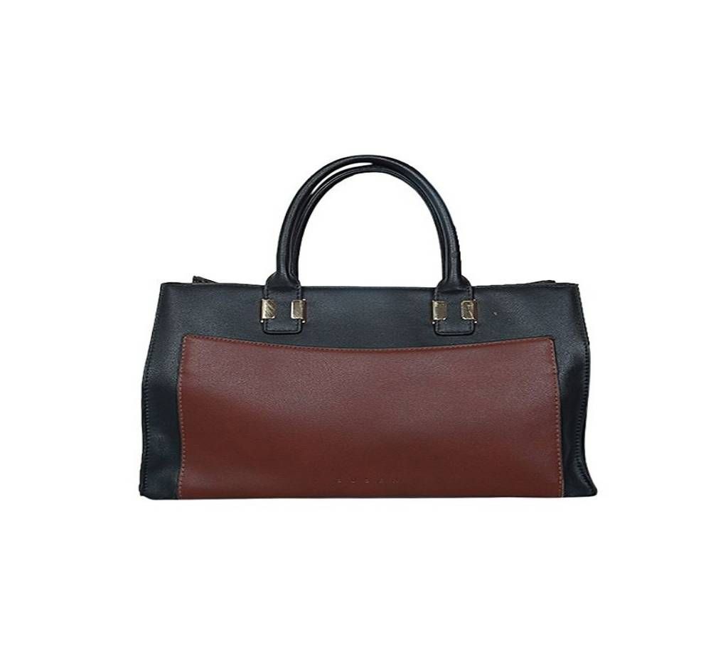 LACK AND BROWN ARTIFICIAL LATHER HAND BAG FOR WOMEN