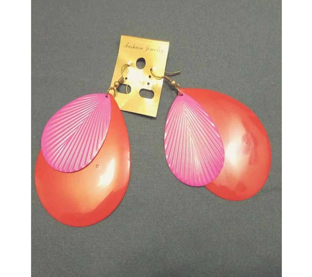 Red and pink color Golden base Earring
