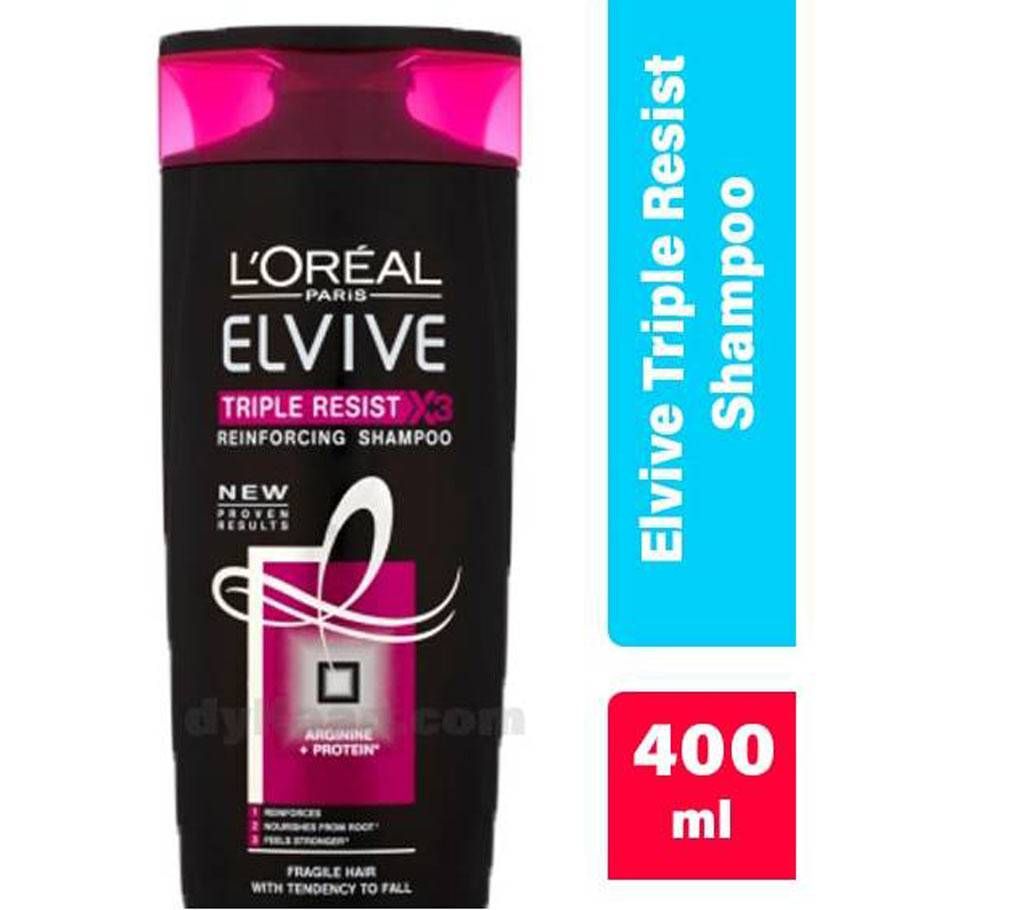LOREAL ELVIVE TRIPLE RESIST SHAMPOO 400ml UK