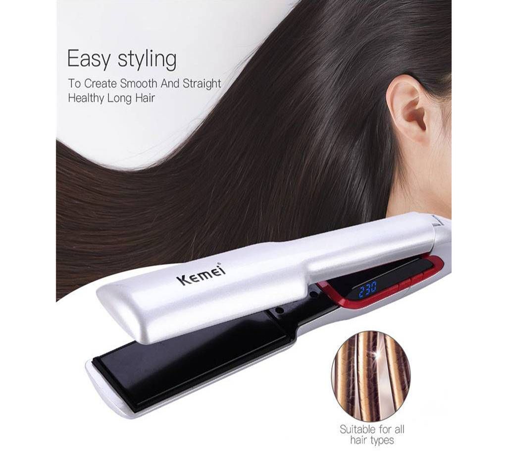 Kemei KM957 Electric Hair Straightener Curler LCD Display Aluminum Plate Hair Iron Adjustable Temperature Hair Flat Iron Tool