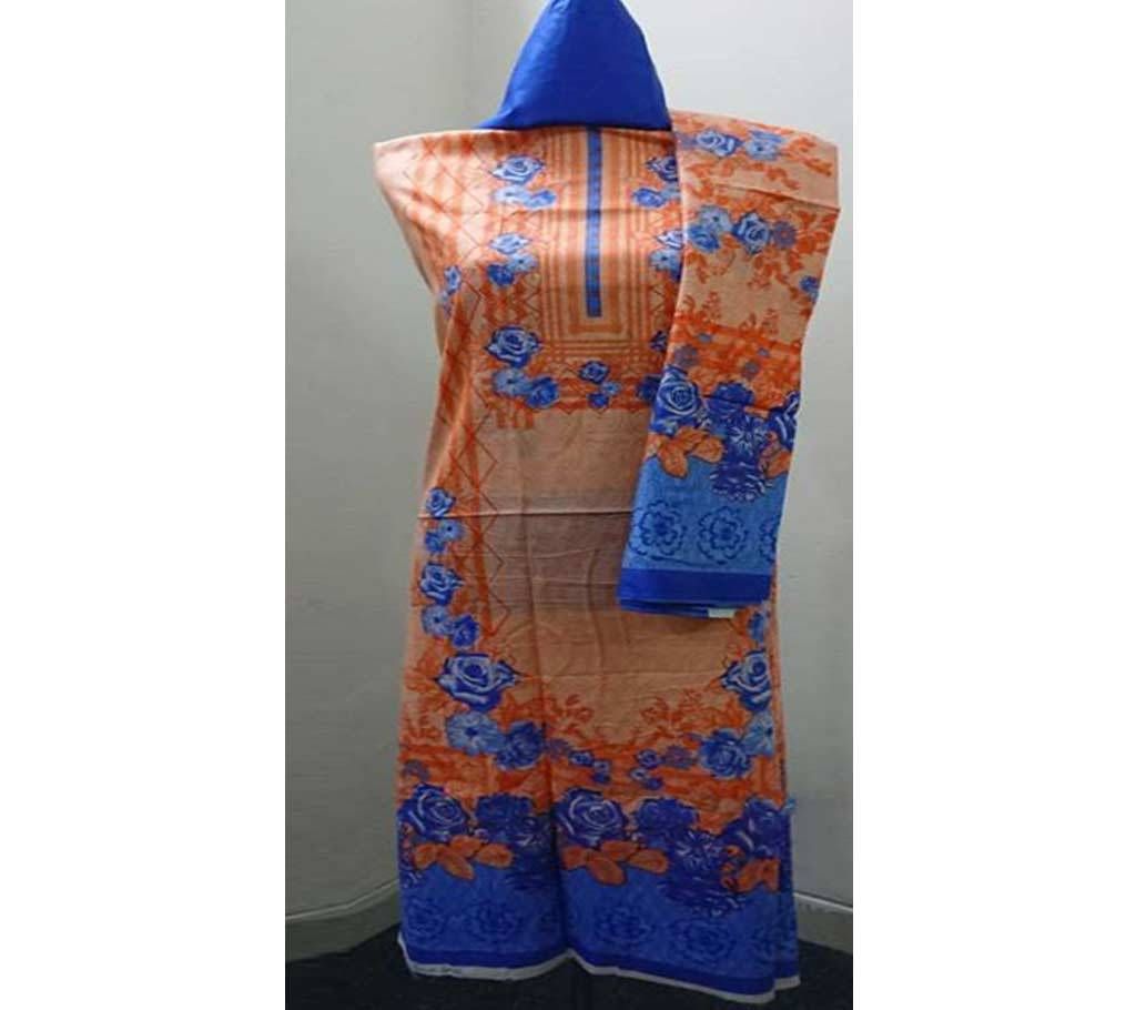 Bombea lowbn D.NO-1417 Unstitched Cotton Three Piece