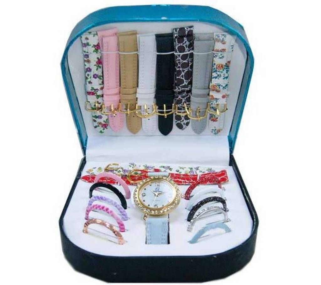10 in 1 Multicolor Big Dial Ladies Matching Watch