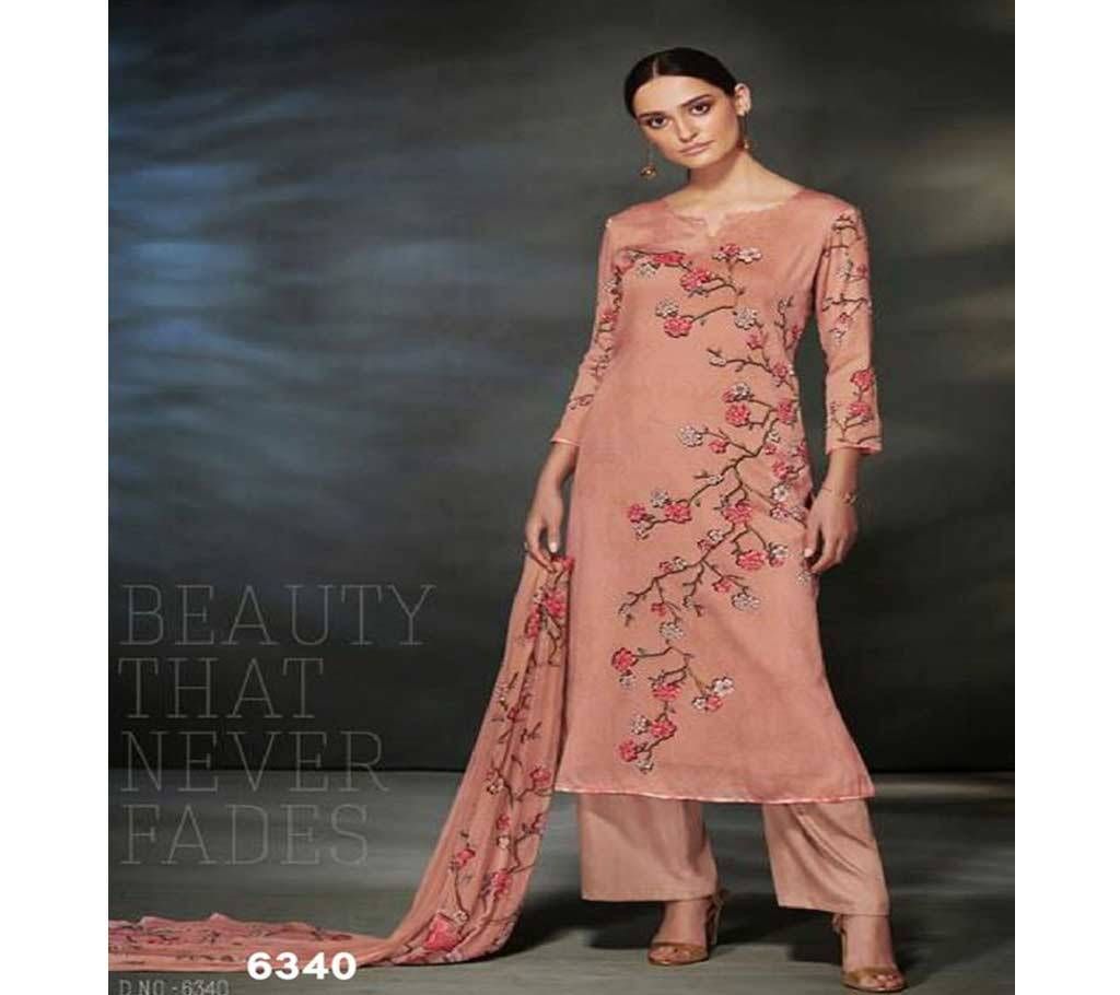 Ganga Garnet - 6340 Unstitched Cotton Silk Suit