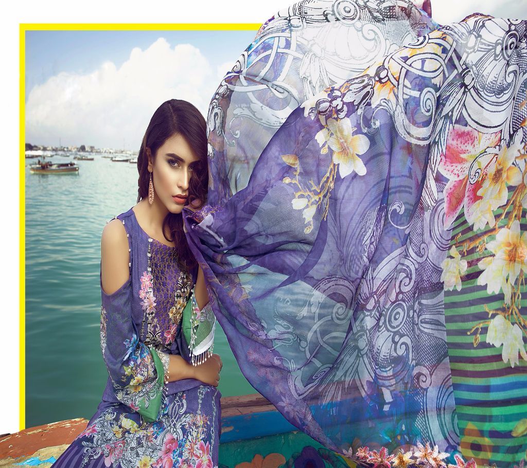 Pakistani Unstitched Lawn Three Piece - Copy