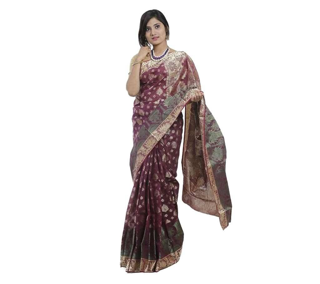Purple Color Tangaill Cotton Jamdani Saree
