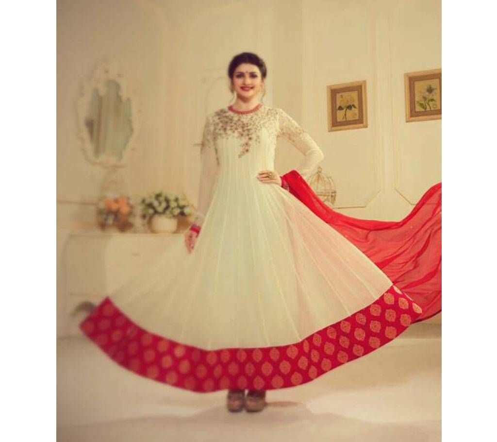 Unstitched Embroidered Georgette Replica Three-Piece