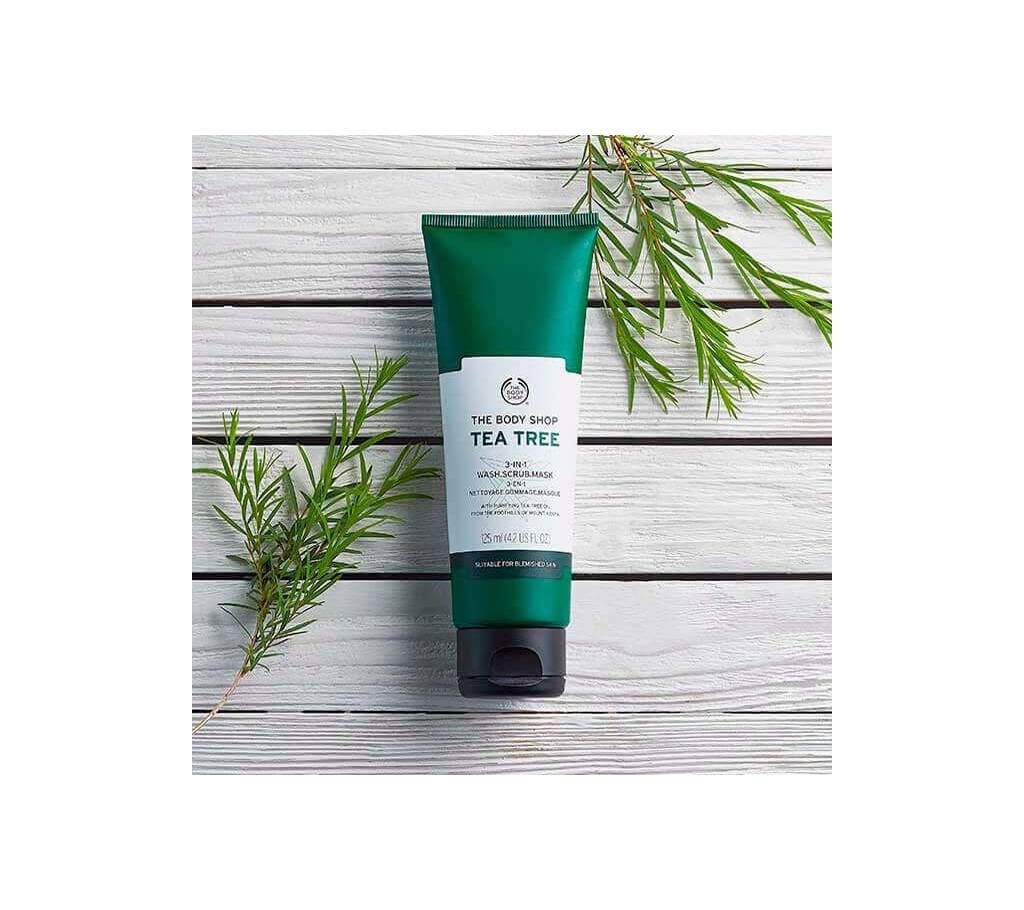 The Body Shop Tea Tree 3-in-1 Wash Scrub Mask, 125 ml, UK