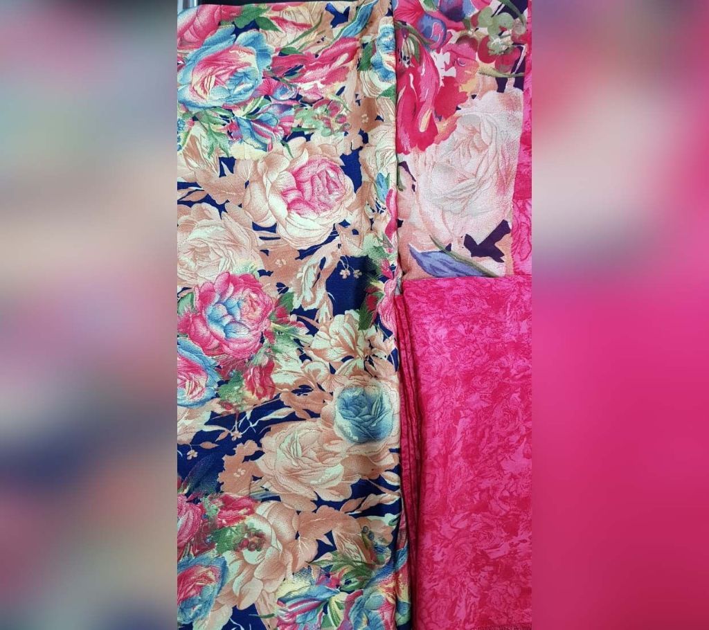 Navy & Multi Violet Rose Design with Violet Salwar Unstitched Bishal Candy Georgette 3 Piece - 04 - RAF