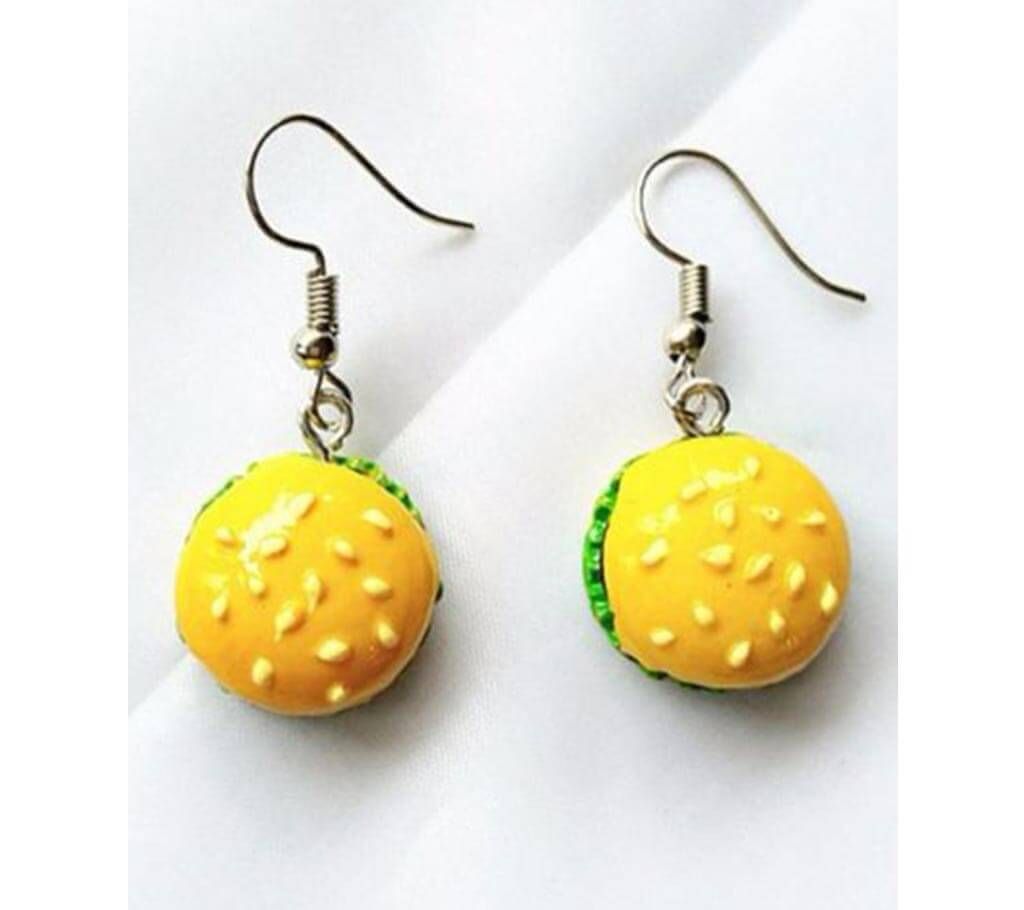 New Resin Burger Pendant Creative Earrings for Women