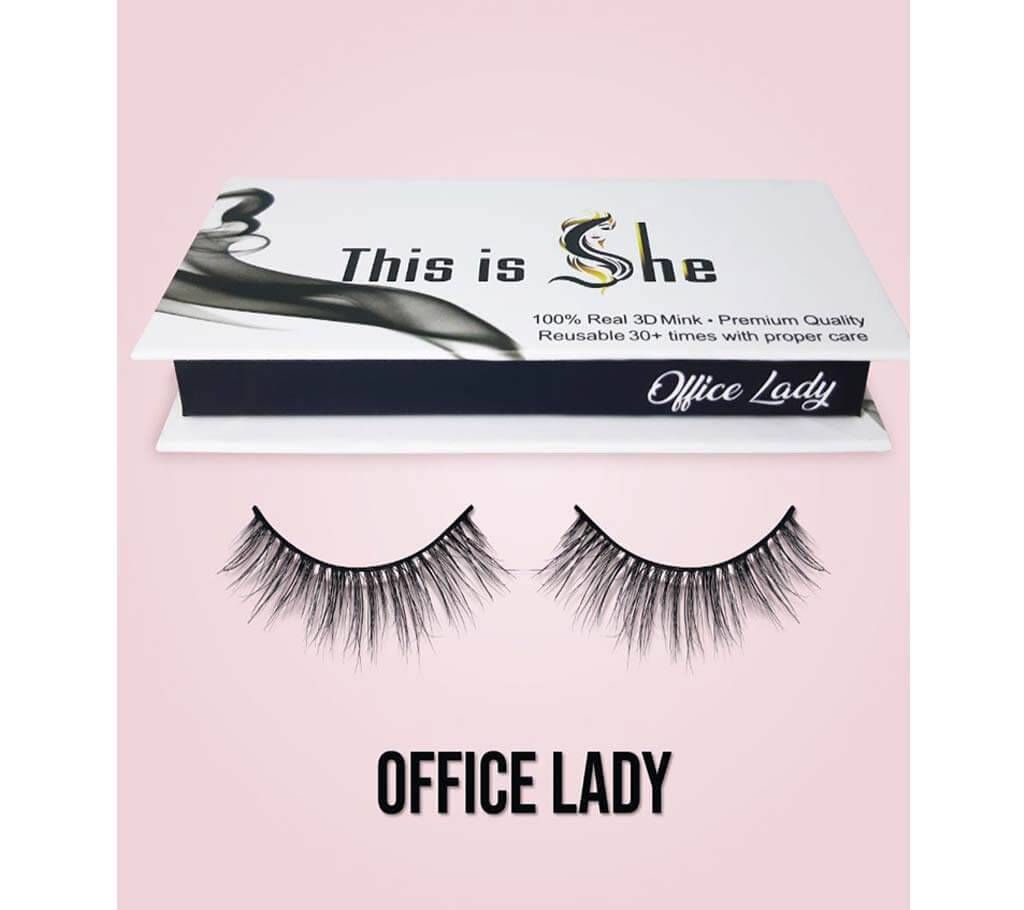 Eyelashes - This is She - Office Lady Real Mink Eye Lashes - Premium Quality Lash made from Korean Silk -1 pair - Canadian Brand