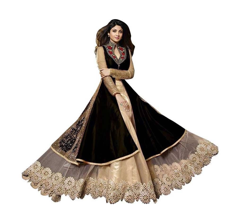 Unstitched embroidered georgette replica party suit