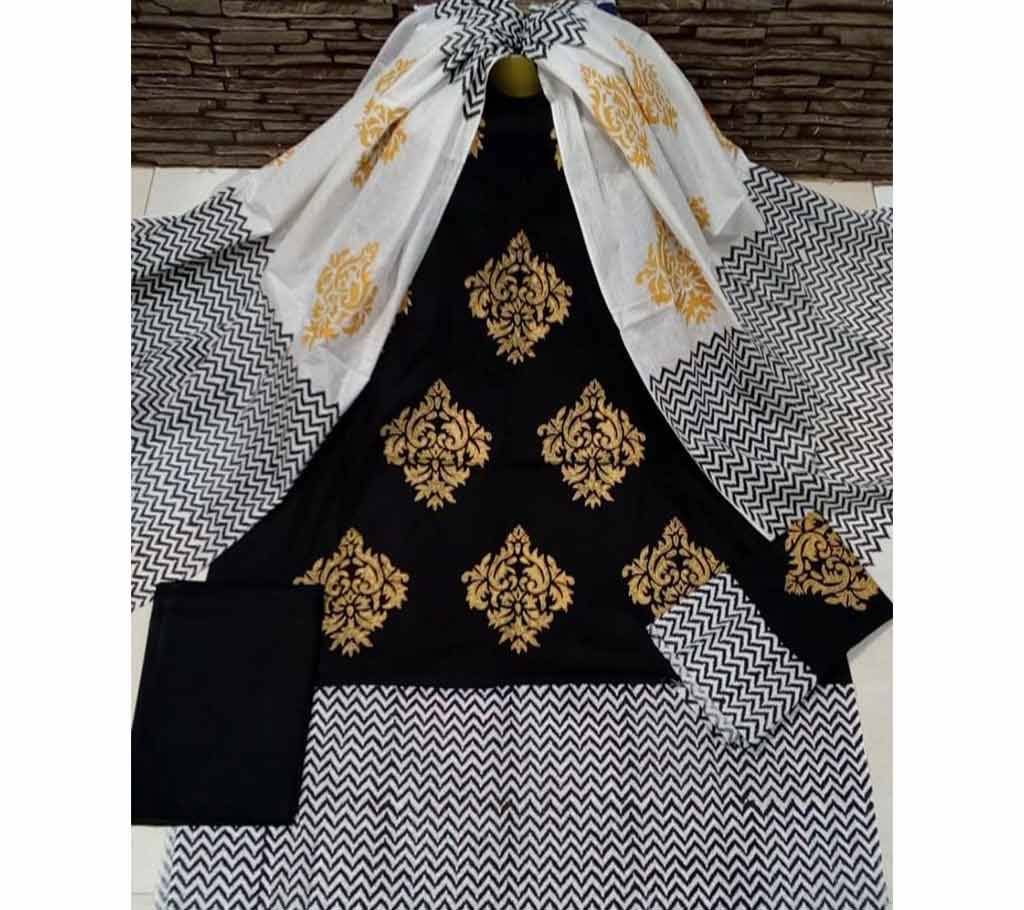 Deshi Cotton Unstitched Screen Printed 3Pcs - C80 - MHG