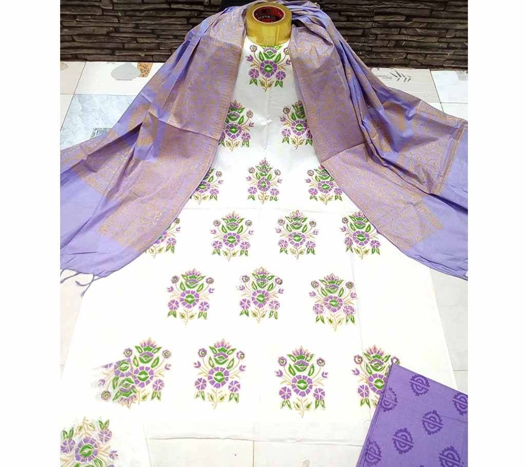 Deshi Cotton Unstitched Screen Printed 3Pcs - C83 - MHG