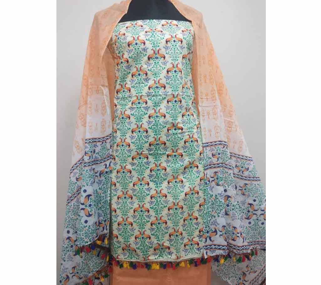  Unstitched Skin Print Salwar Kamiz Multicolor Three Piece 