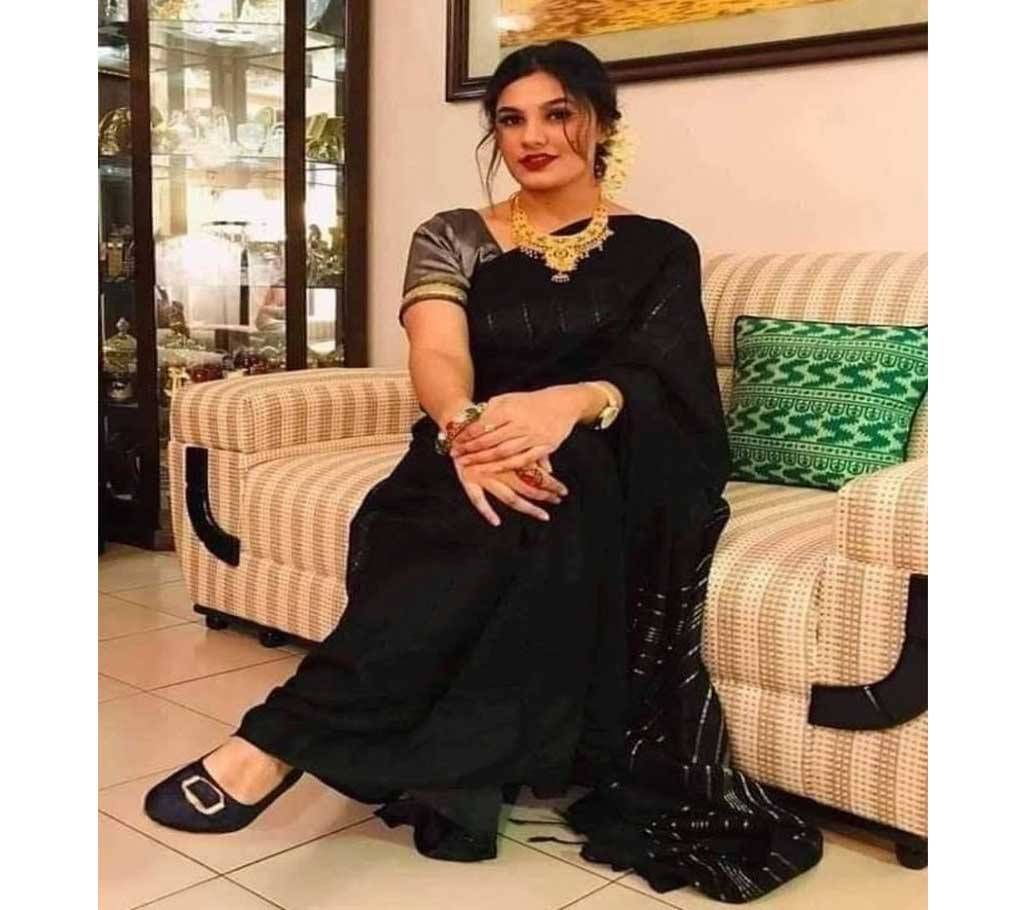 Womens Monipuri Jhum Saree Without Blouse Piece Black