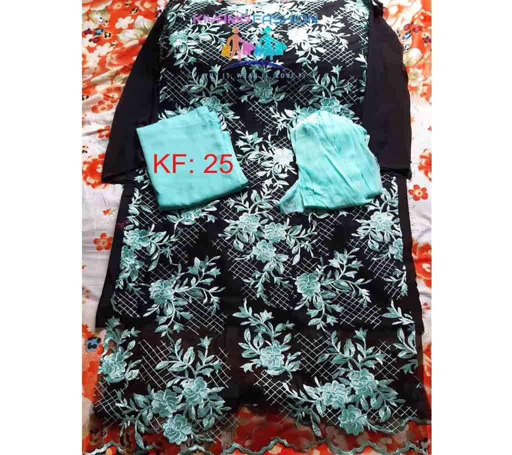 Black Unstitched Georgette 4Pcs