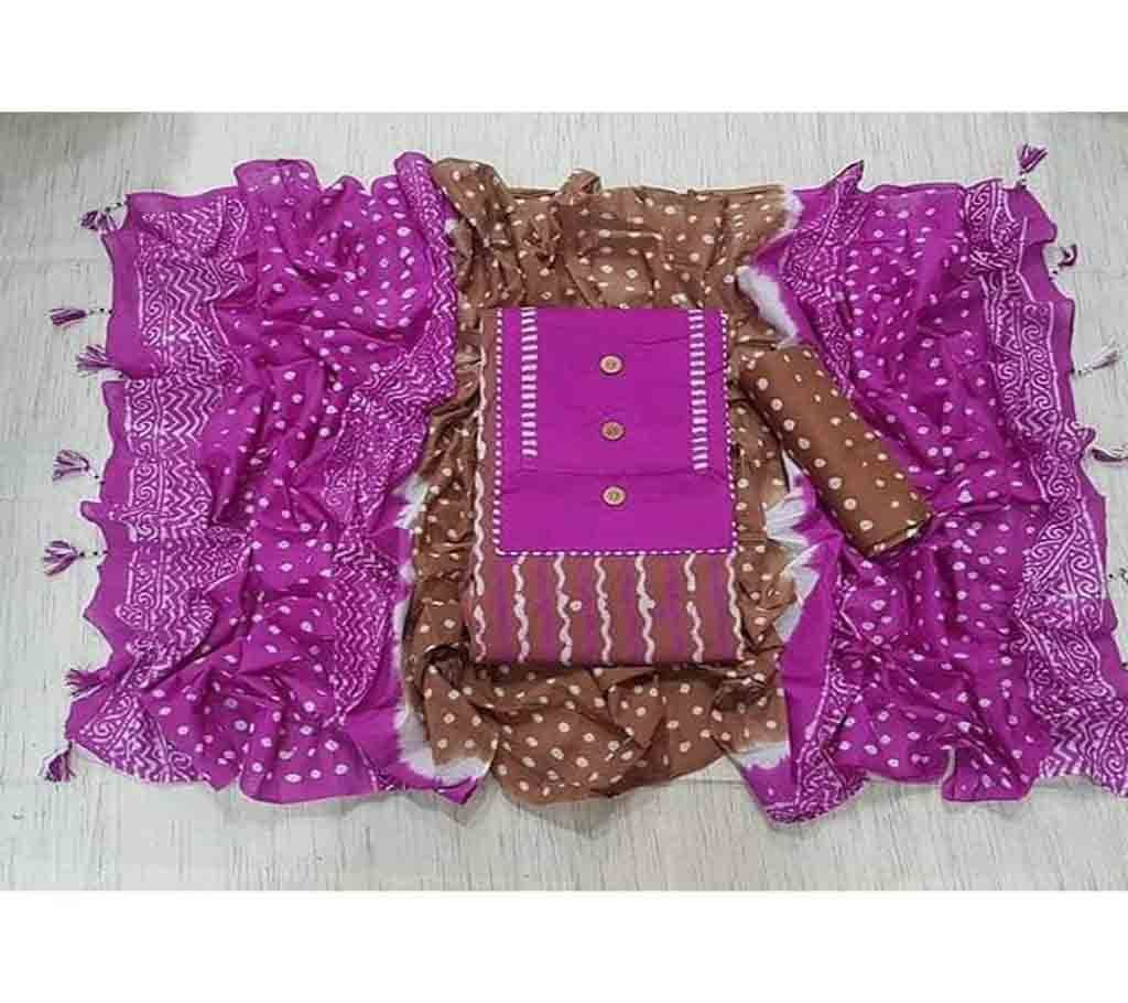 Unstitched Bexi Voil Leach Vegetable Batik Three Piece For Women-20