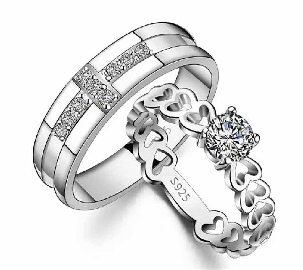 Stone setting couple finger ring-2 pc 