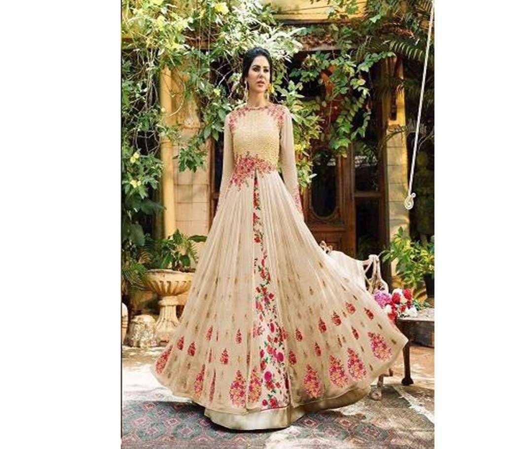 Semi Stitched Embroidery Georgette Gown - Copy