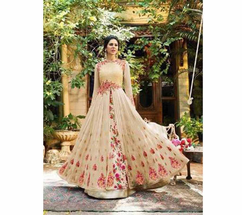 Georgette Embroidered Semi Ready Three Piece Dress - Copy