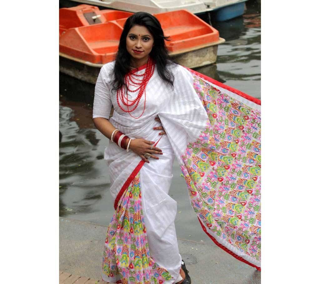 Boishakhi White cotton kota sharee