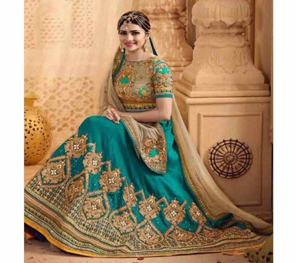 Un stitched embroidery Georgette lehenga 