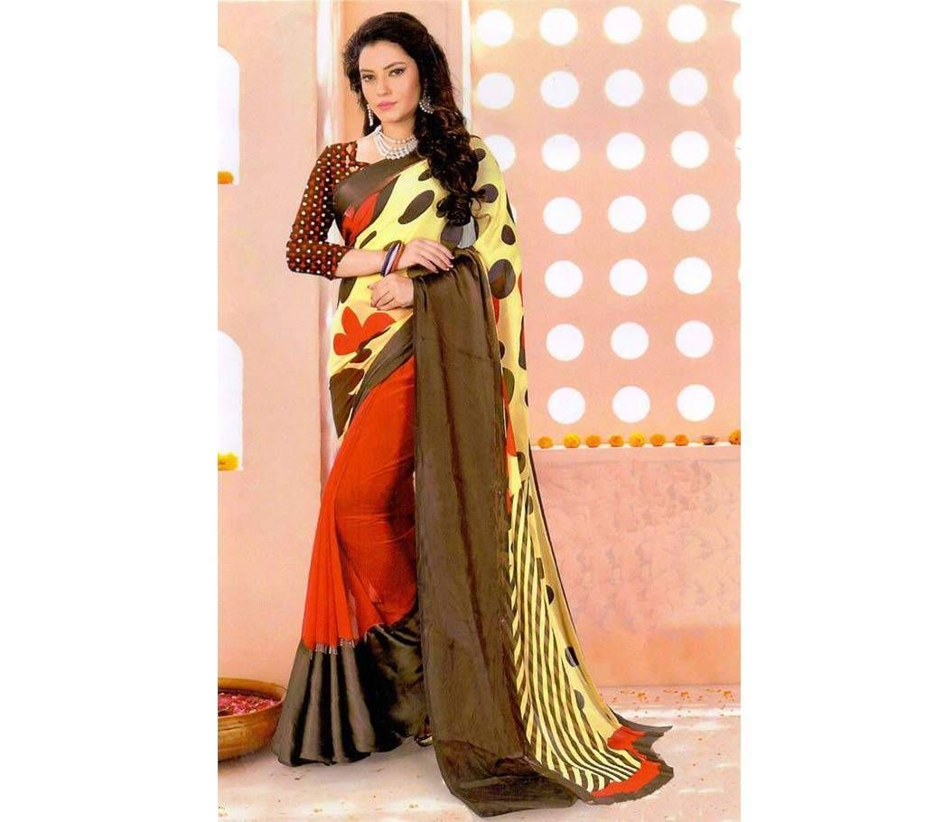 Indian Chiffon  Silk  Saree With Blouse