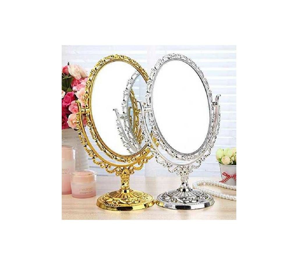 Both Side Antique Standing Mirror Hand Table Makeup Vanity Vintage Style Stand