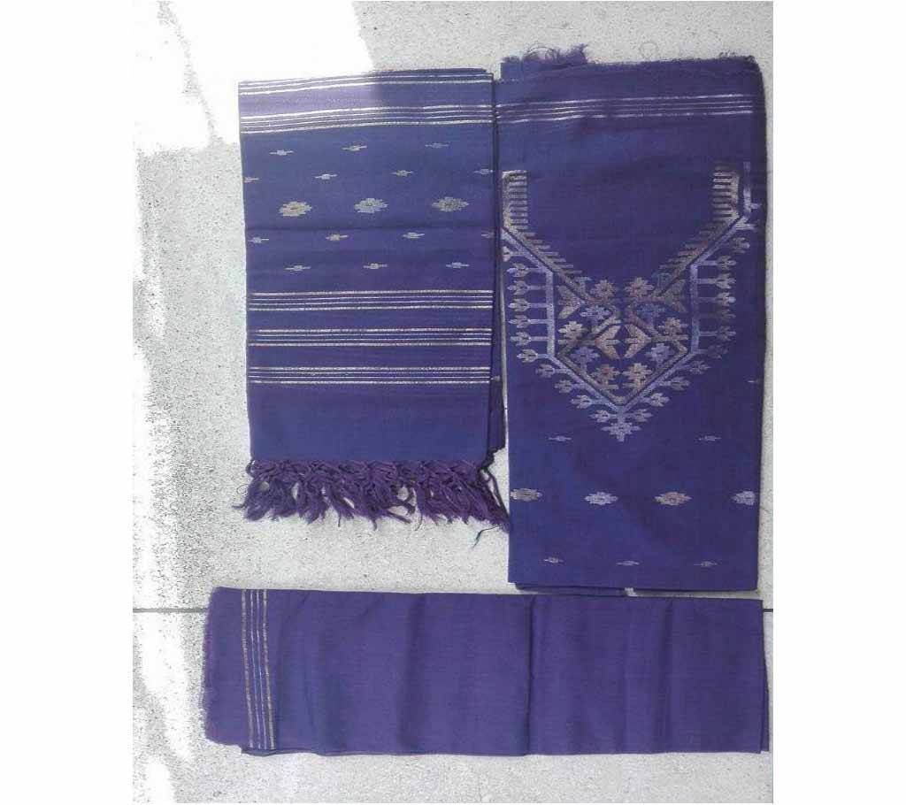 Un stitched jamdani three piece 