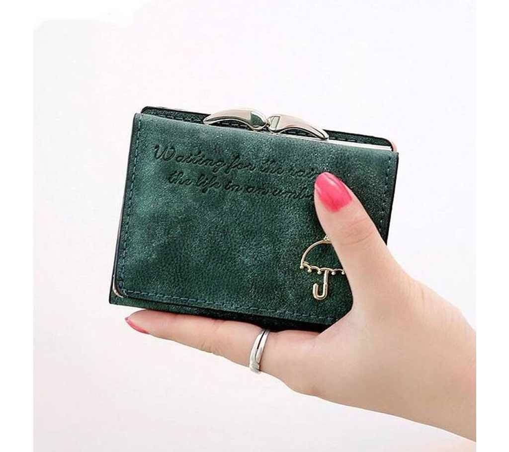 Logo PU leather 3 parts wallet and card holder (Green)